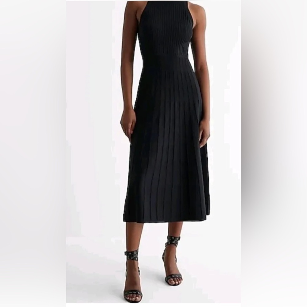 Express mock neck, black sweater midi dress, Large